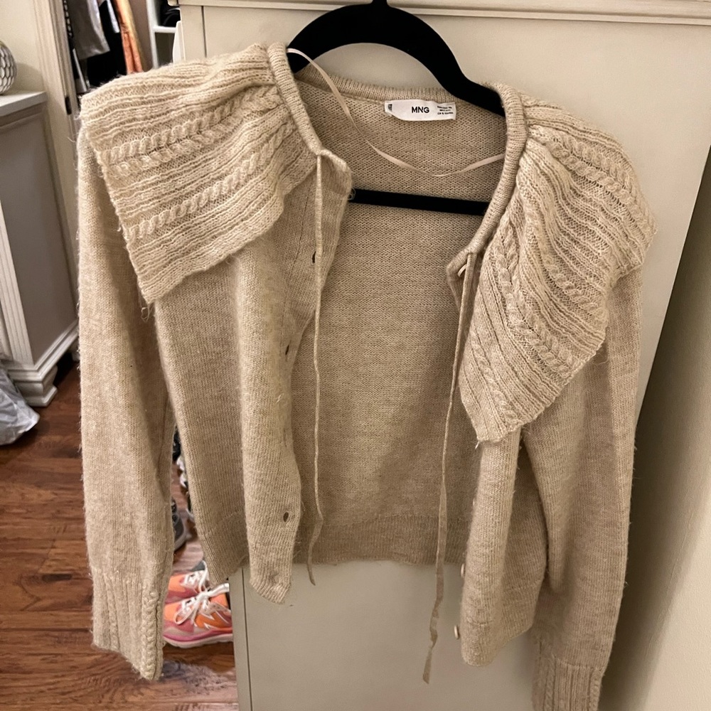 MANGO tan cardigan